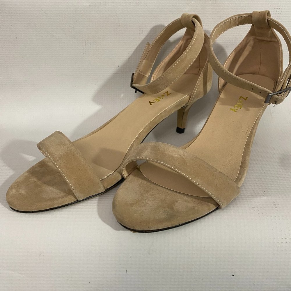 ZriEy Women's Ankle Strap Sandal Size 8 Stiletto 2" Heels Shoes Beige Open Toe